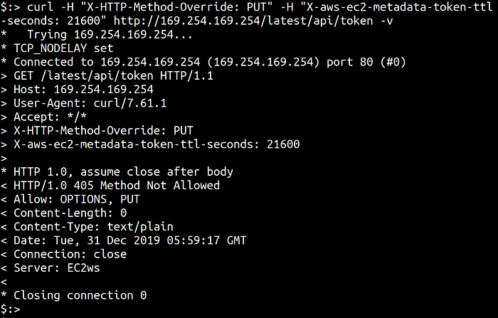 X-HTTP-Method-Override HTTP header can’t bypass the security of IMDSv2