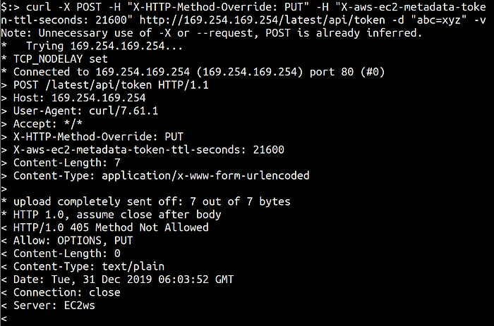 X-HTTP-Method-Override HTTP header can’t bypass the security of IMDSv2